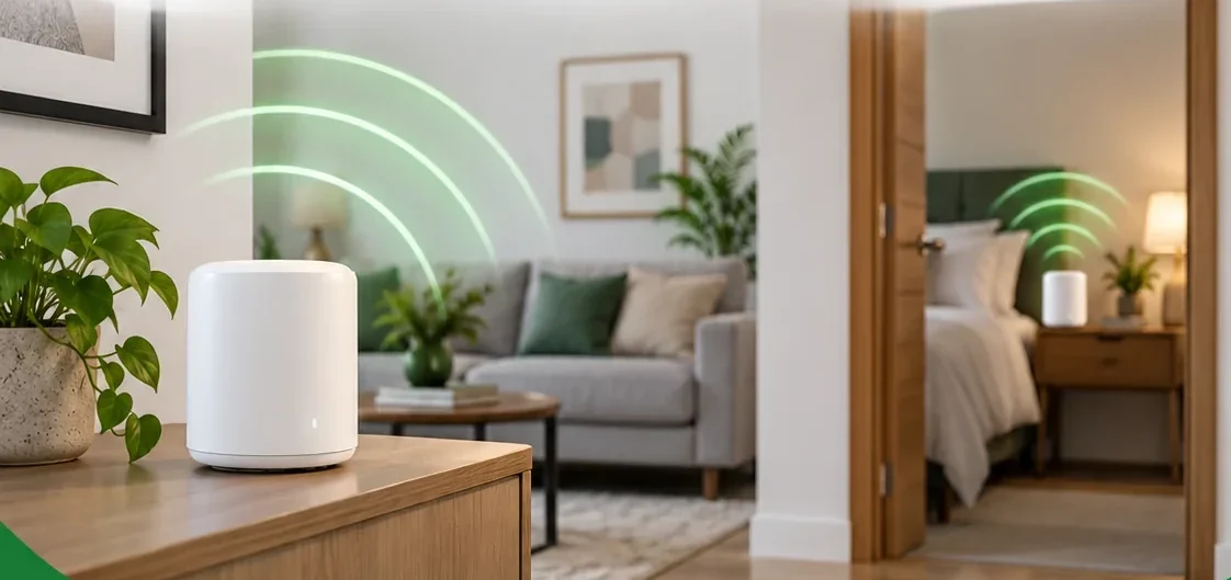 Equipamentos Wi-Fi Mesh distribuindo sinal entre cômodos